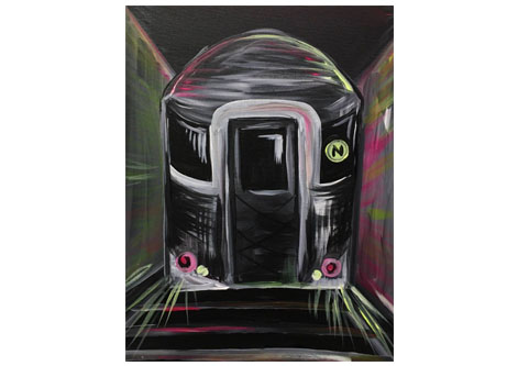 BYOB Painting Subway Car Astoria Class in NYC The Paint